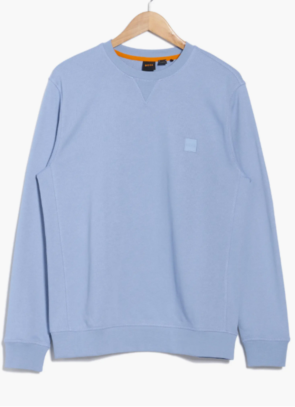 New Hugo BOSS  French Terry 100% Cotton Pullover Sweater, light blue Size Large